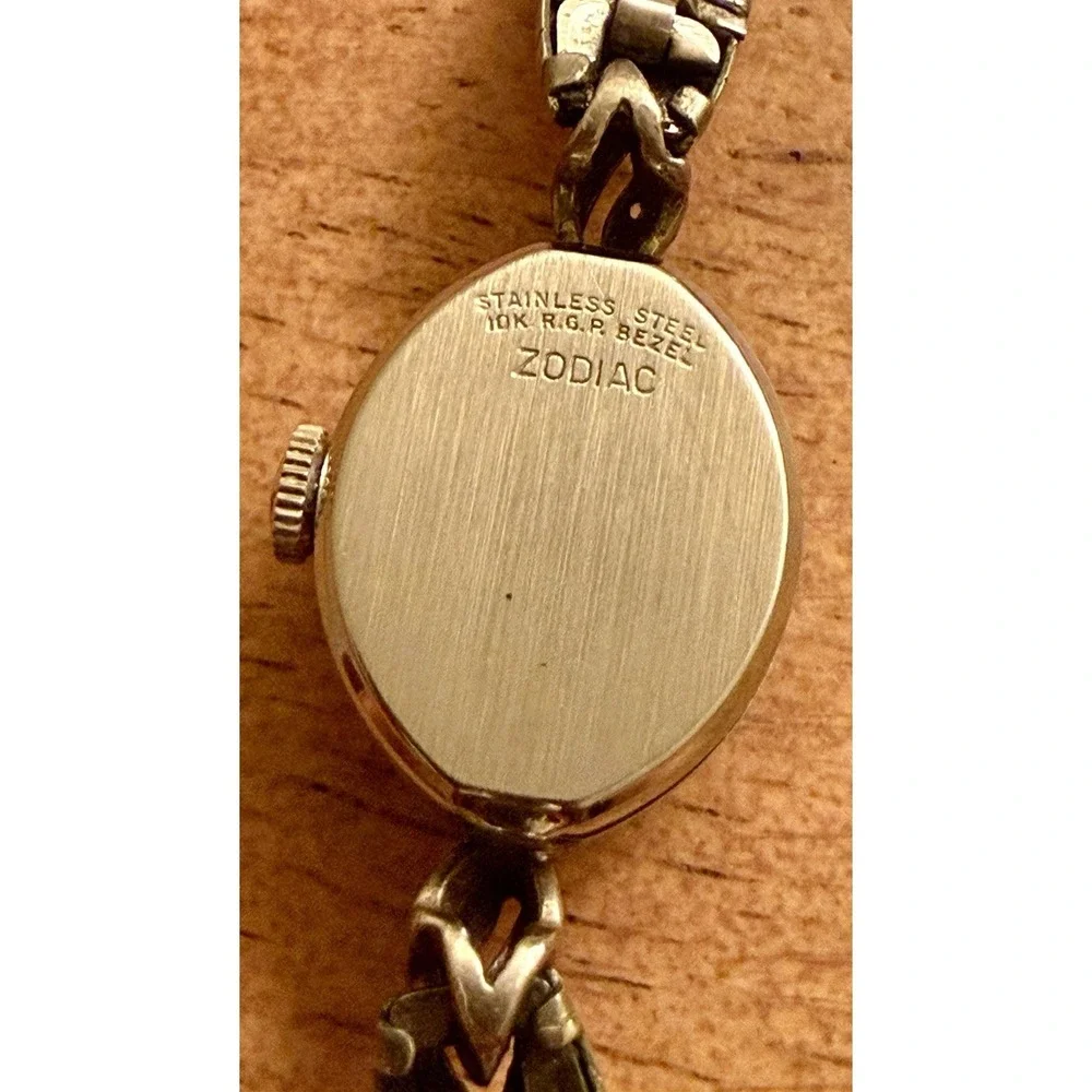 Vintage Zodiac Woman's Watch 10k R.G.P. Bezel Stainless Steel USA needs battery